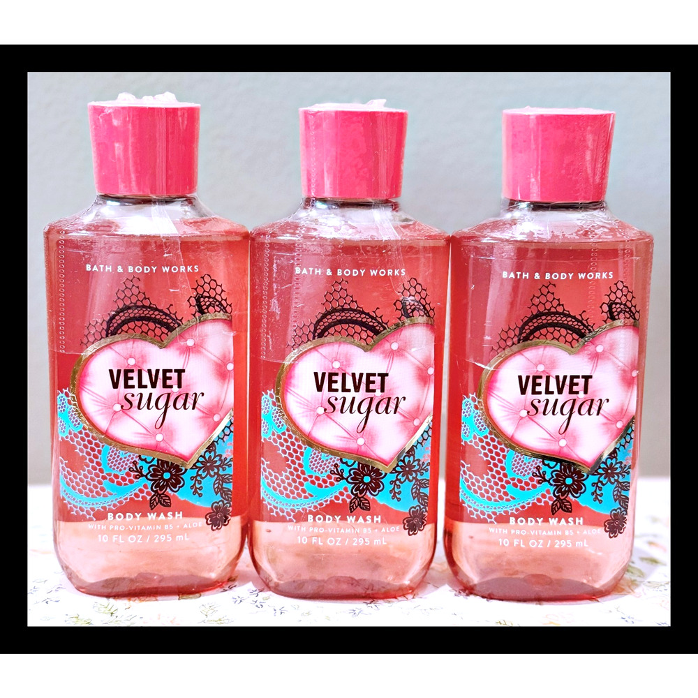 Bath & Body Works Velvet Sugar 10 oz Shower Gel Body Wash with Aloe B5 x3